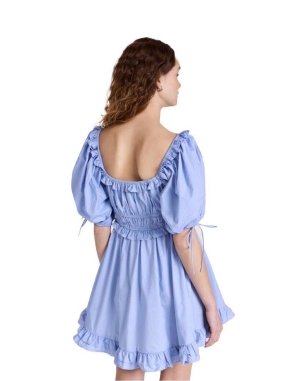 En Saison Light Blue Puff Sleeve Mini Dress - Picture 2 of 5